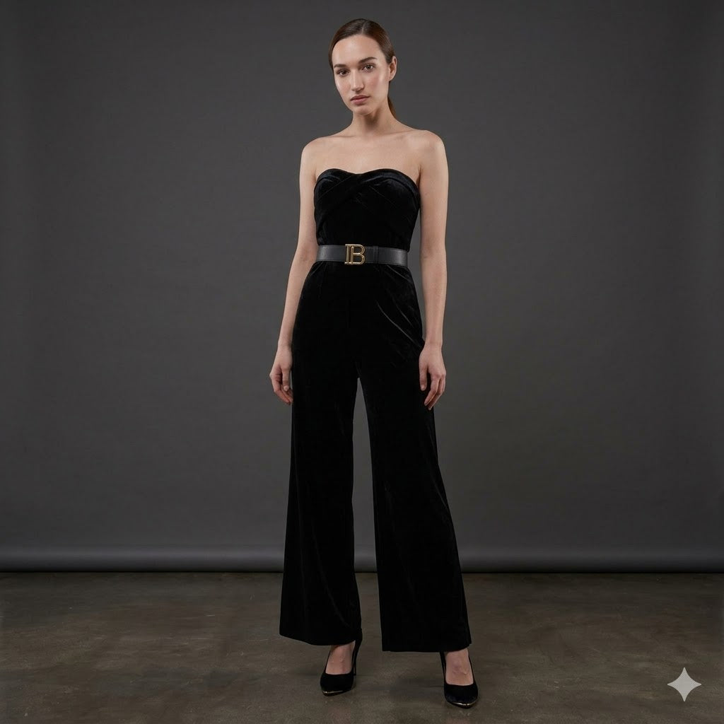 Strapless Velvet Jumpsuit