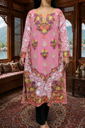 Pink Georgette Kashmiri Designer Kurti - Aari with Zari Embroidery, Without Lining