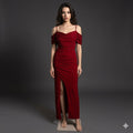 Long Bodycon cold - shoulder Lycra dress.