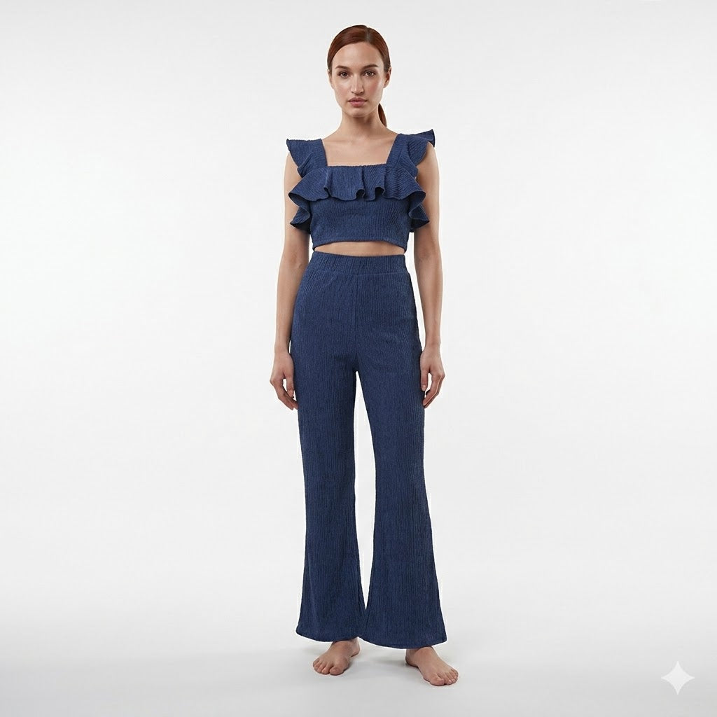 Long bodycon Crop Top and pant set.