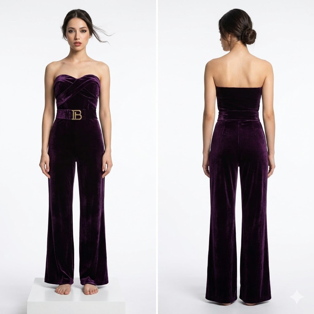 Strapless Velvet Jumpsuit