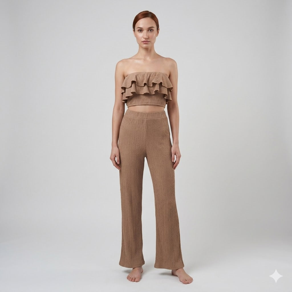 Long bodycon Crop Top and pant set.