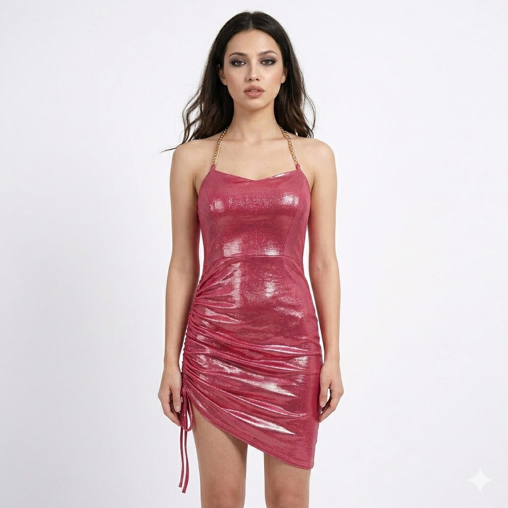 Metallic Lycra bodycon short dress.