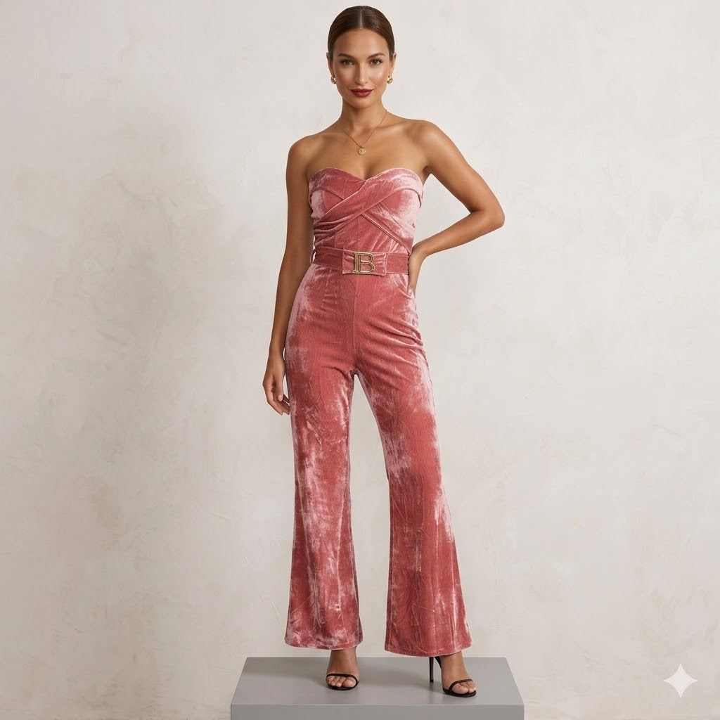 Strapless Velvet Jumpsuit